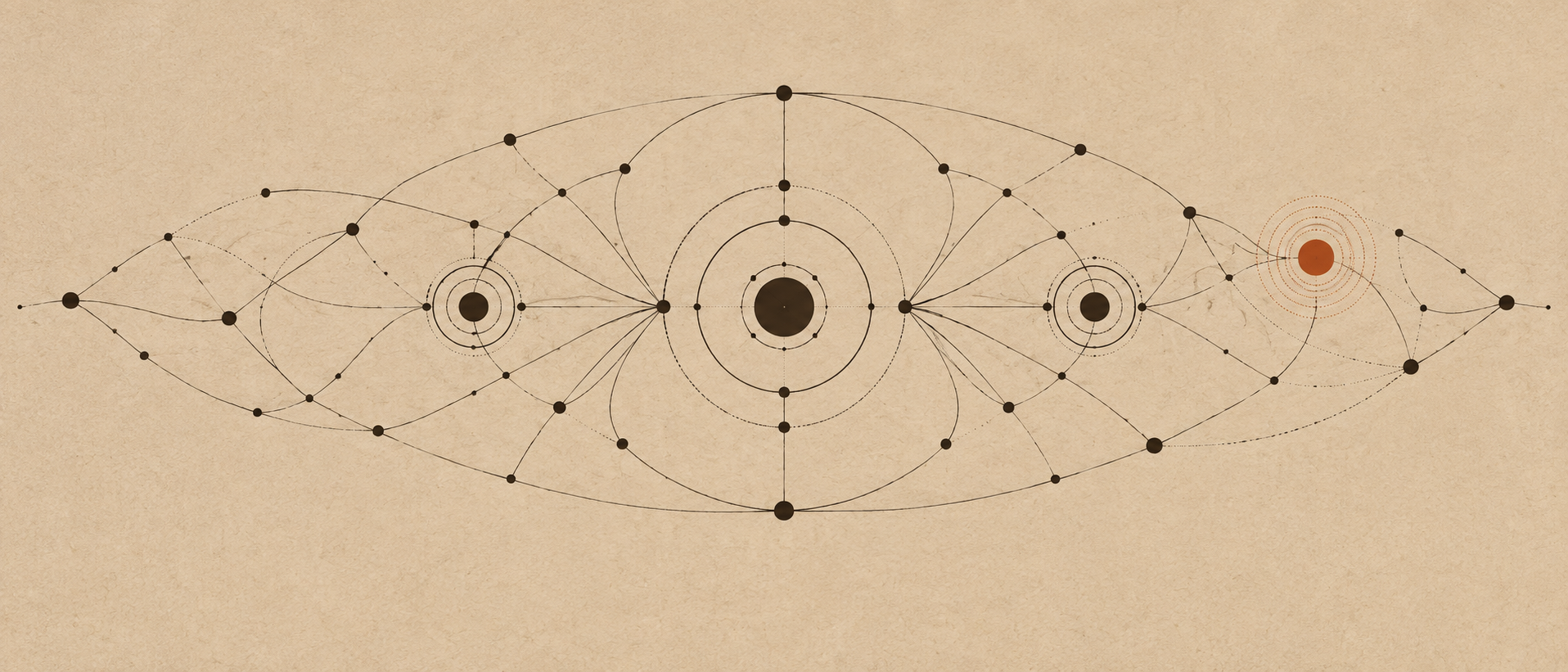 Illustration of a network map shaped like an eye with a highlighted anomaly.